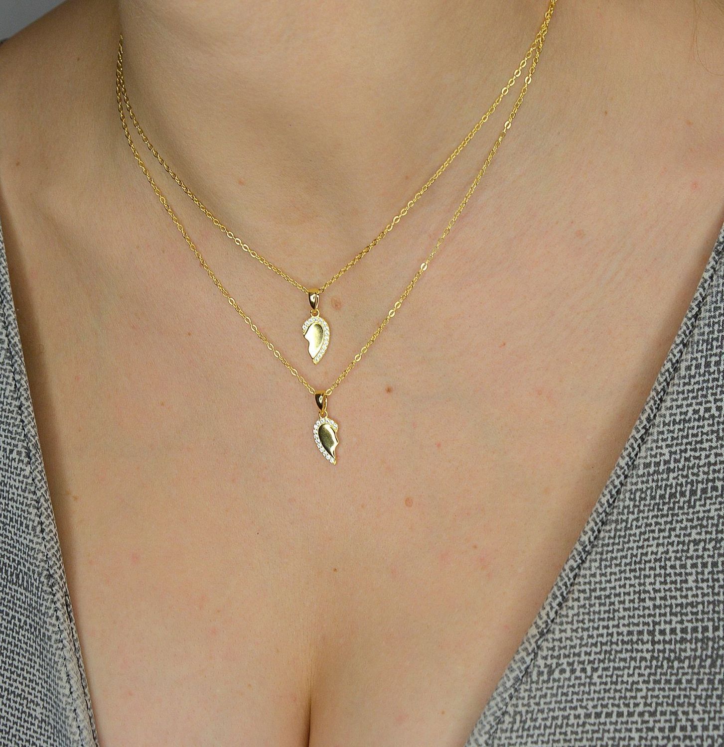 Naszyjnik srebrny pozłacane podwójne serca Friends Forever. Naszyjnik srebrny pozłacane podwójne serca JMAN0221GN45. Biżuteria dla przyjaciółek. Biżuteria BF..jpg