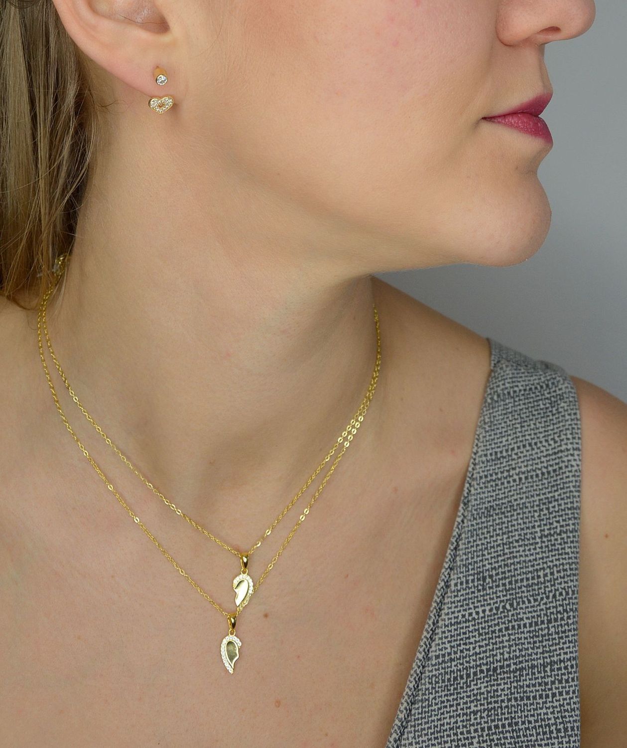 Naszyjnik srebrny pozłacane podwójne serca Friends Forever. Naszyjnik srebrny pozłacane podwójne serca JMAN0221GN45. Biżuteria dla przyjaciółek. Biżuteria BF..jpg