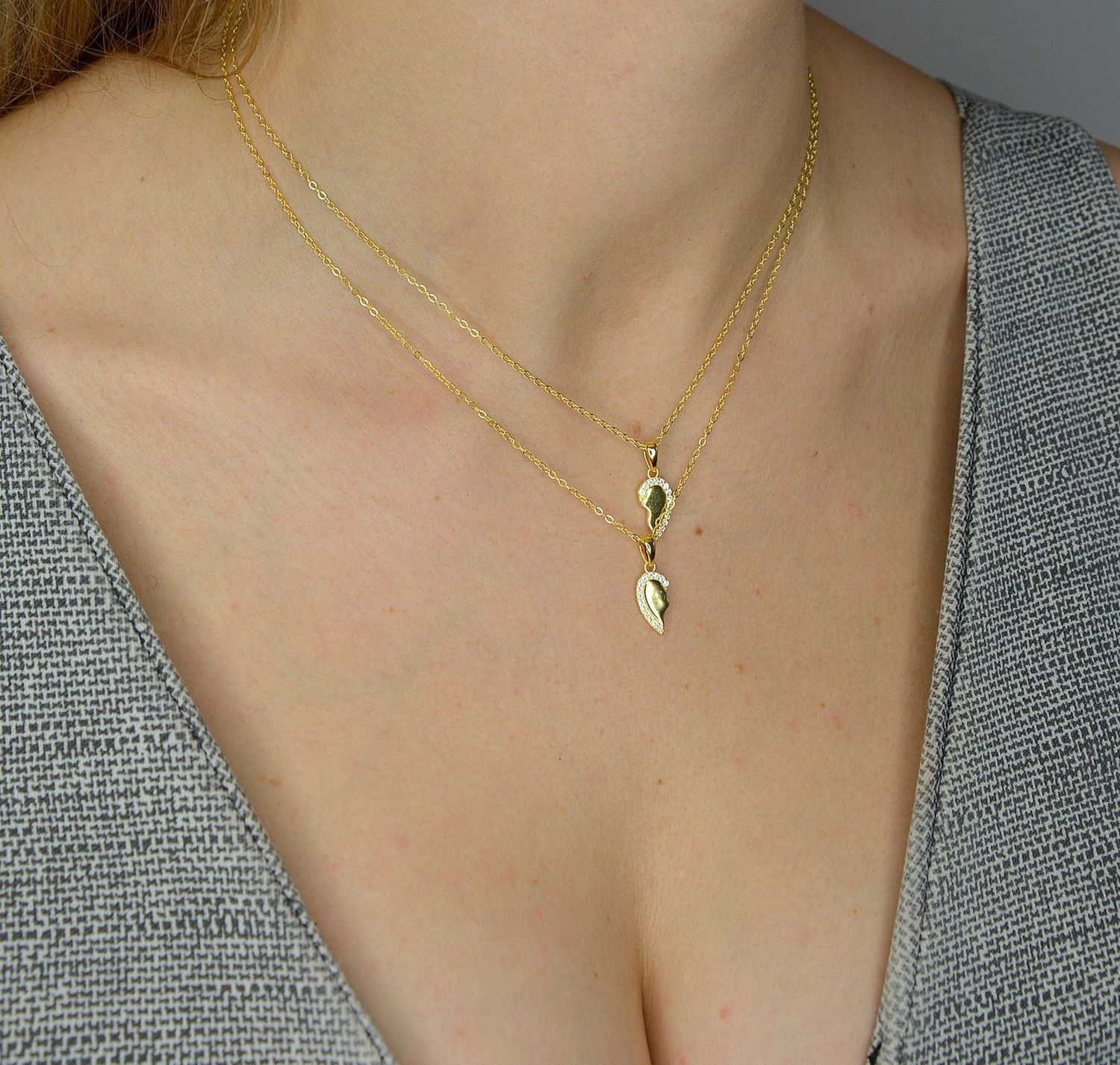 Naszyjnik srebrny pozłacane podwójne serca Friends Forever. Naszyjnik srebrny pozłacane podwójne serca JMAN0221GN45. Biżuteria dla przyjaciółek. Biżuteria BF..jpg