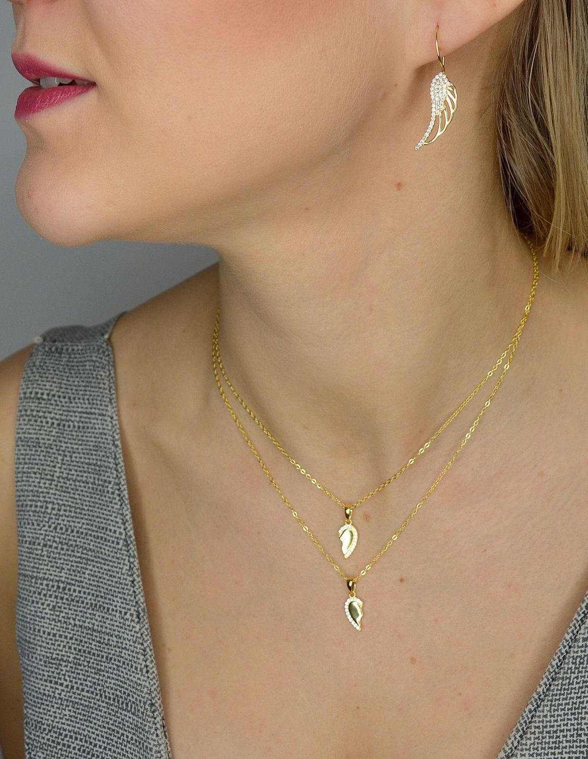 Naszyjnik srebrny pozłacane podwójne serca Friends Forever. Naszyjnik srebrny pozłacane podwójne serca JMAN0221GN45. Biżuteria dla przyjaciółek. Biżuteria BF..jpg