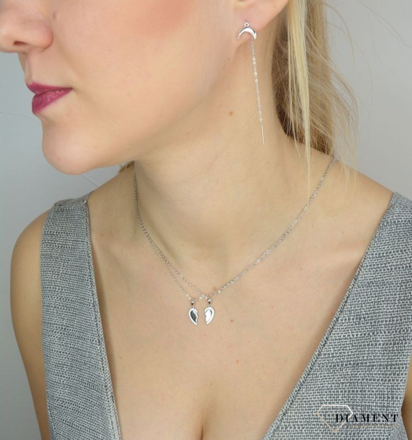 Naszyjnik srebrny podwójne serca Friends Forever..jpg