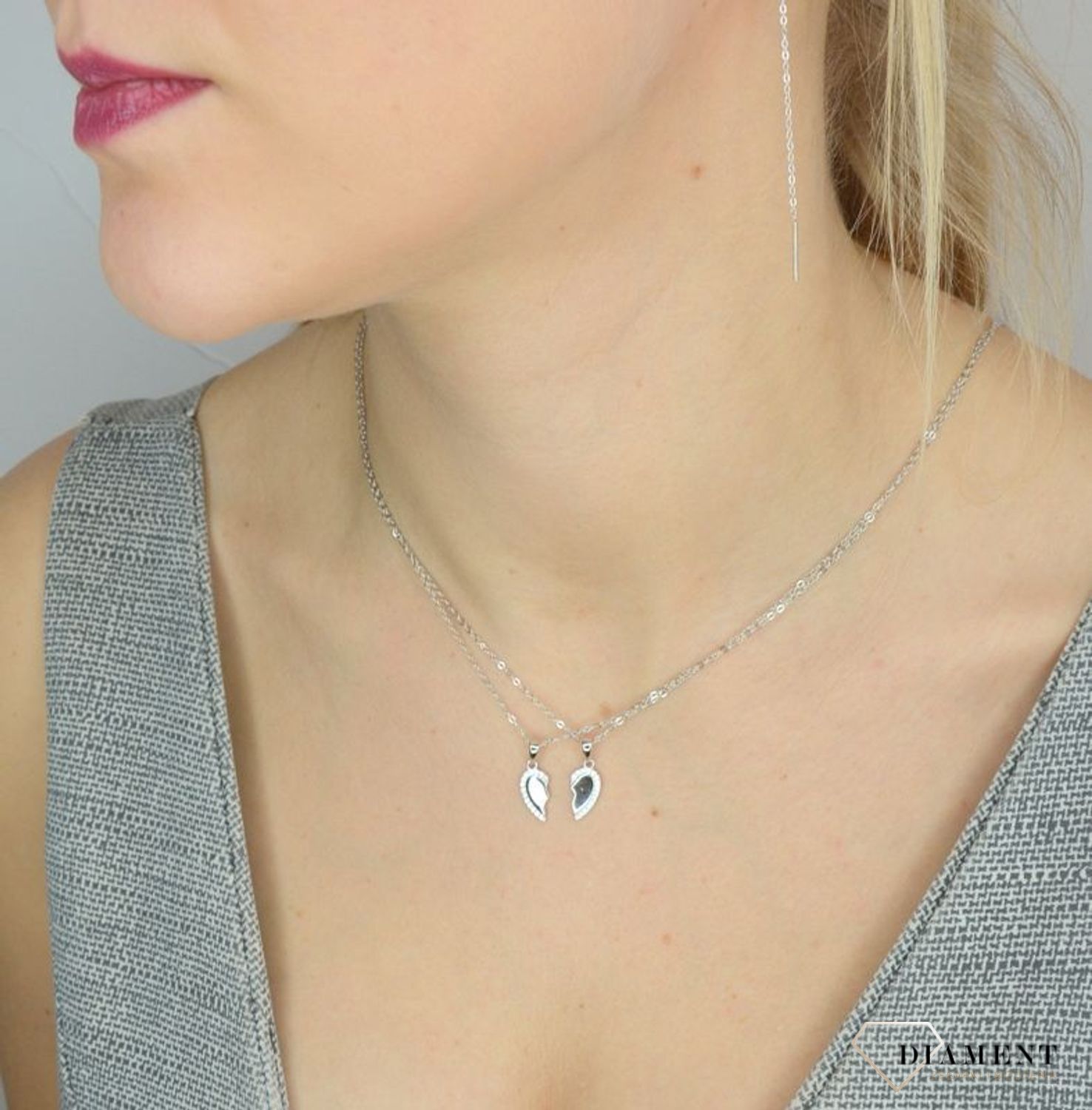 Naszyjnik srebrny podwójne serca Friends Forever..jpg