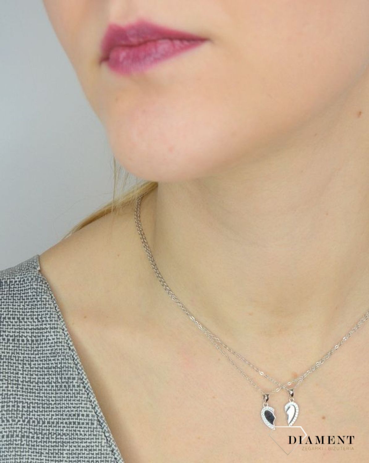 Naszyjnik srebrny podwójne serca Friends Forever..jpg