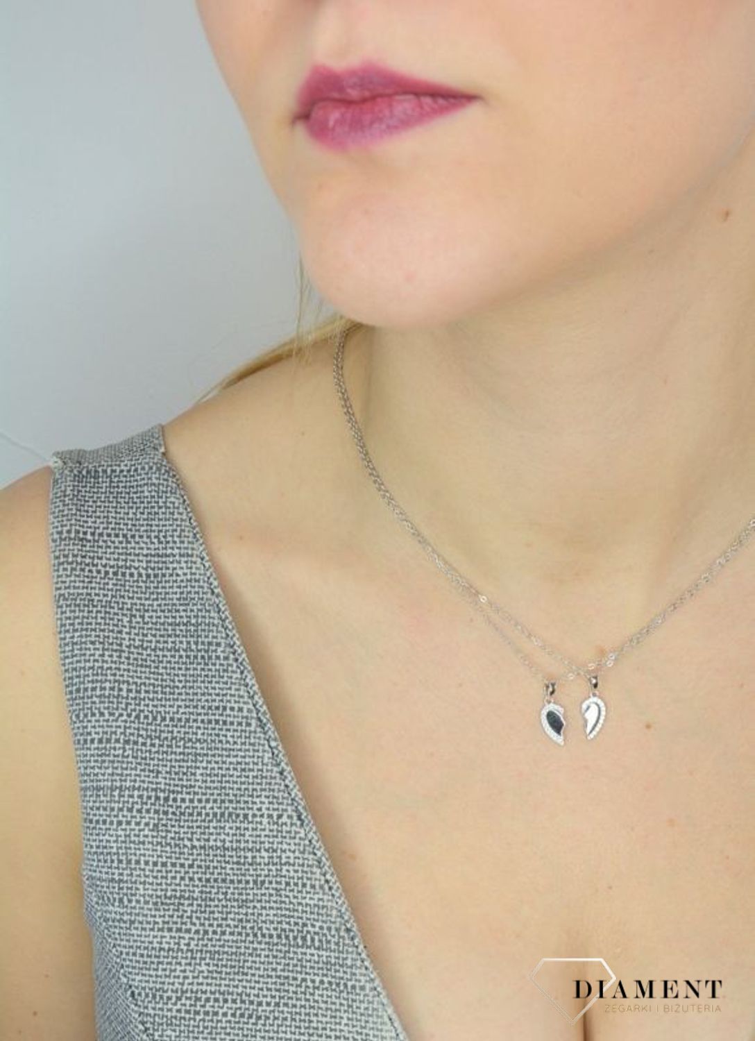 Naszyjnik srebrny podwójne serca Friends Forever..jpg