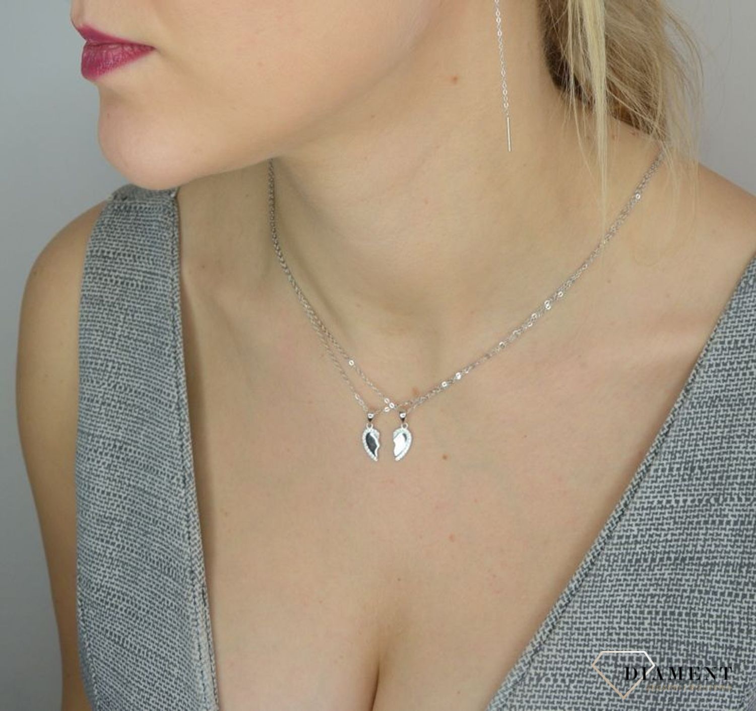 Naszyjnik srebrny podwójne serca Friends Forever..jpg