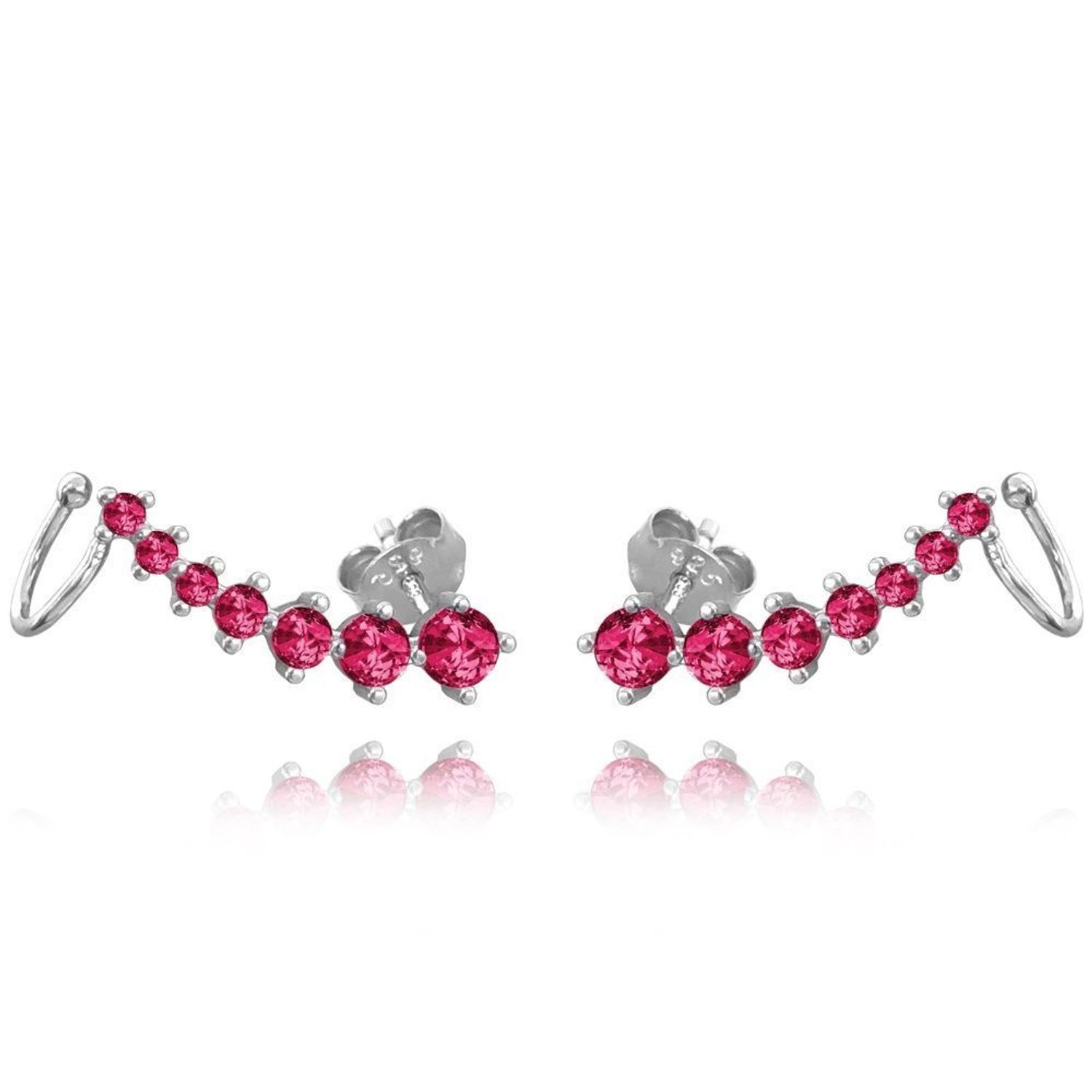 Kolczyki srebrne nausznice z bordową cyrkonią JMAN0254DE00.jpg