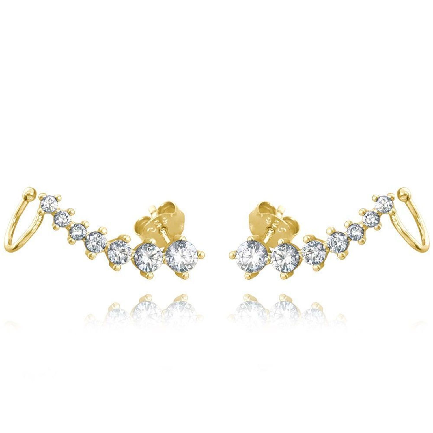 Kolczyki srebrne pozłacane nausznice z białą cyrkonią JMAN0254GE00.jpg