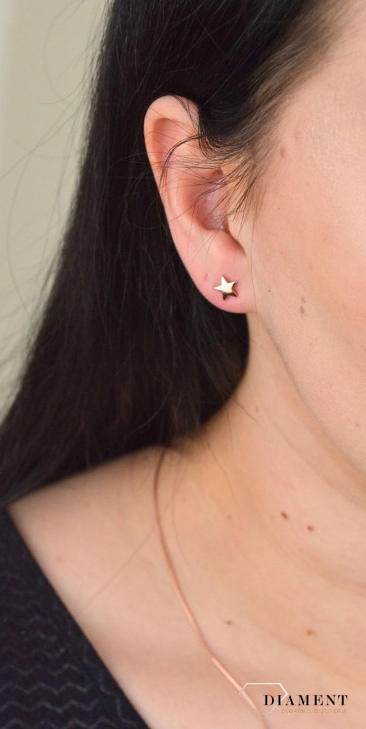 Srebrne kolczyki gwiazdki różowe złoto JMAN0272RE00.jpg