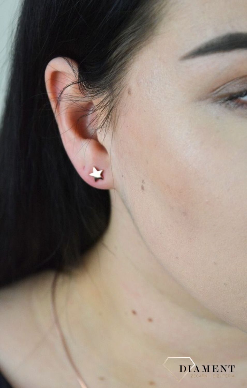 Srebrne kolczyki gwiazdki różowe złoto JMAN0272RE00.jpg