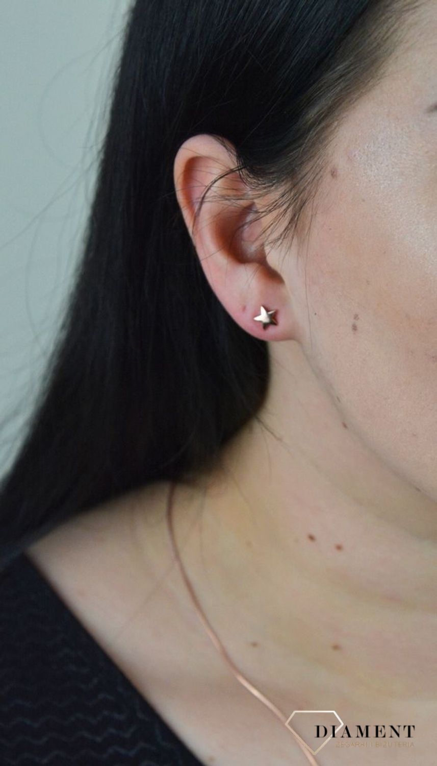 Srebrne kolczyki gwiazdki różowe złoto JMAN0272RE00.jpg