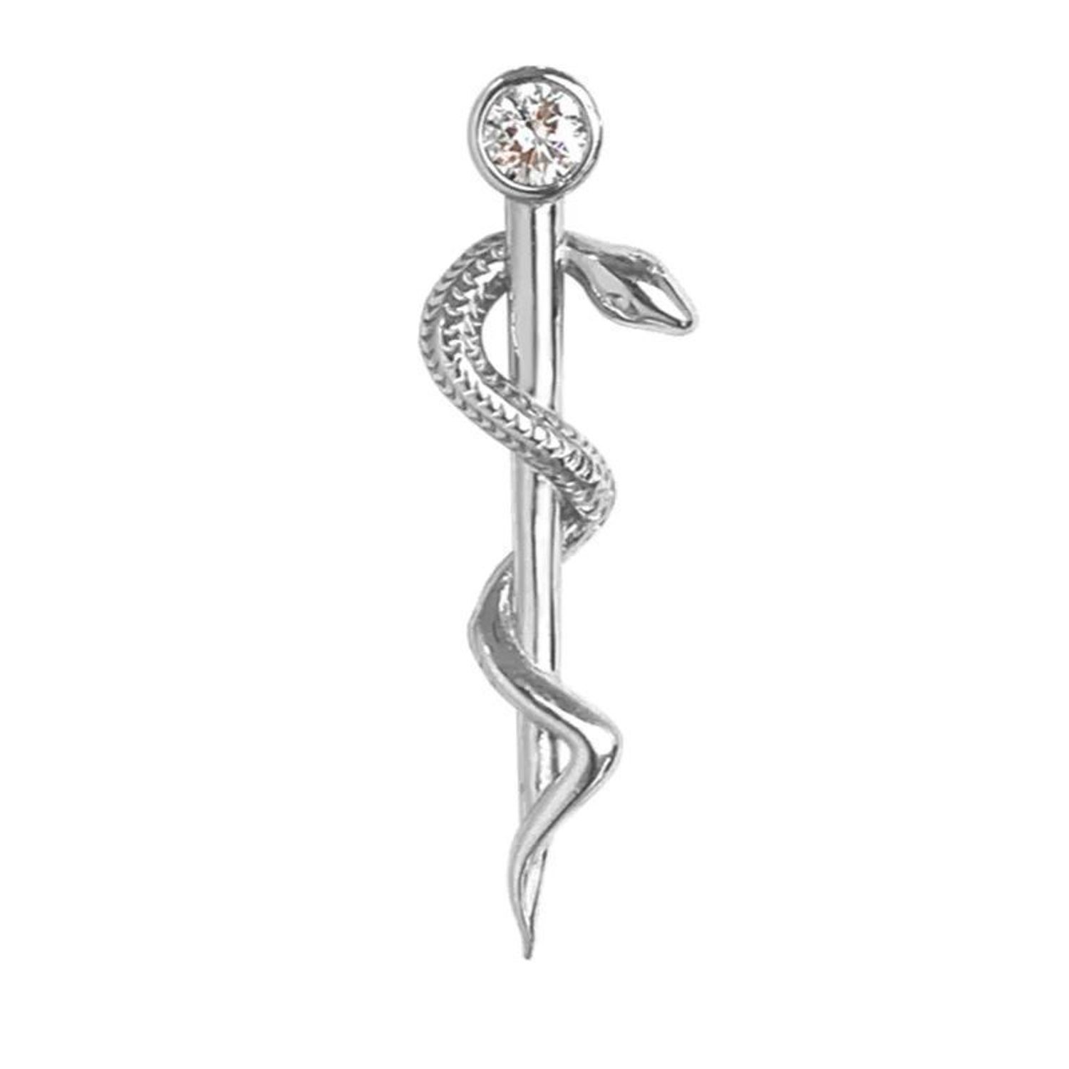 Srebrna broszka 925 Eskulap z cyrkonią JMAN0298SZ00. Srebrna broszka damska. Srebrna broszka na prezent. Srebrna brosza Eskulap z cyrkonią. Broszka srebrna dla kobiety na prezent..jpg