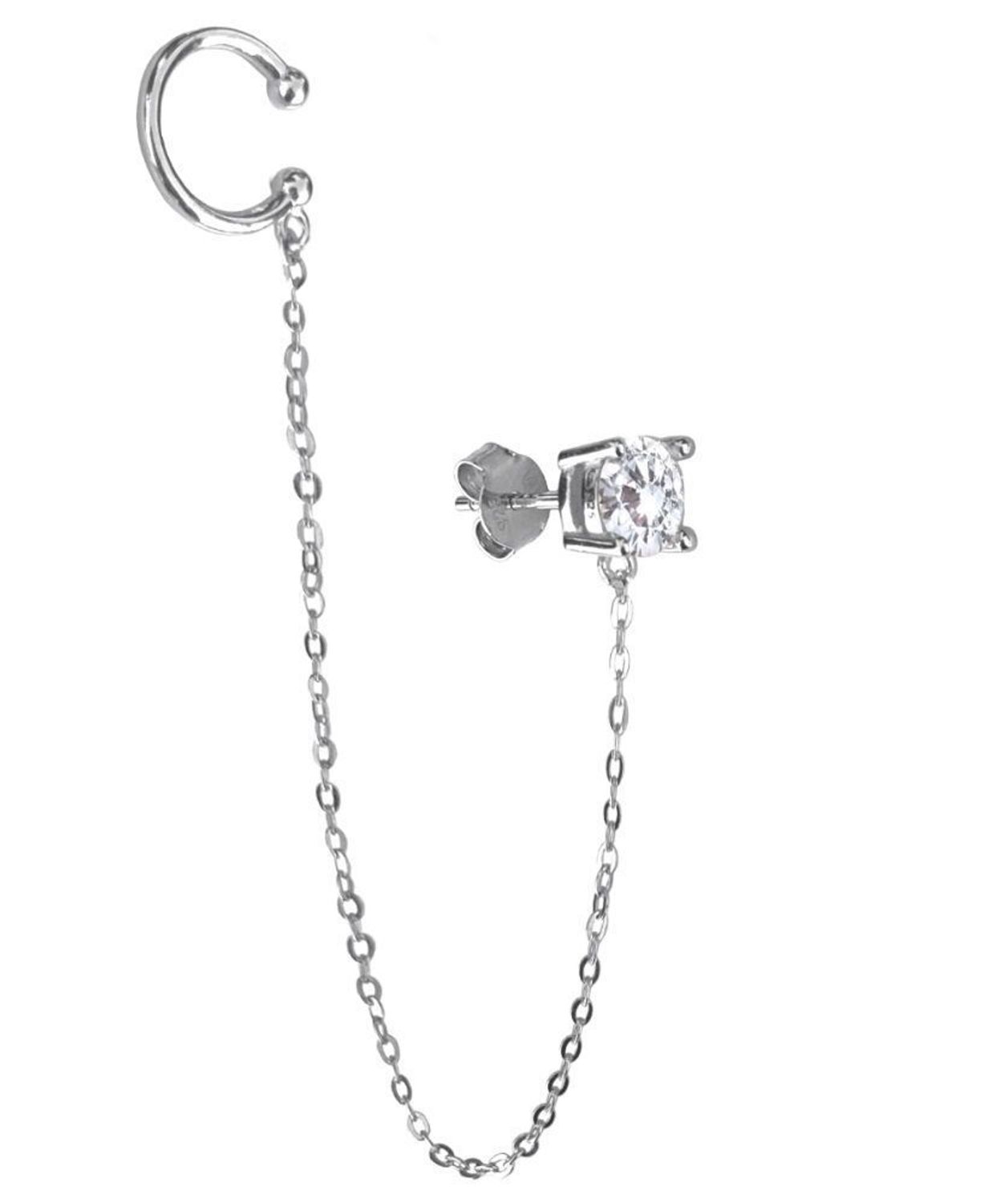 Srebrny kolczyk nausznica na łańcuszku JMAN0319SE00. Nausznicę można nosić na całej długości ucha. Pięknie wzbogaci stylizacje na przeróżne okazje. Można ją nosić pojedynczo lub w komplecie z innymi kolczykami. Idealny i piękn.jpg