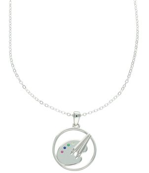 Elegancki srebrny naszyjnik damski JMAN0333SN45 z zawieszką w kształcie palety malarskiej ozdobioną kolorowymi cyrkoniami. Długość regulowana 42 cm + 3 cm, idealny na prezent i codzienne stylizacje.1.jpg