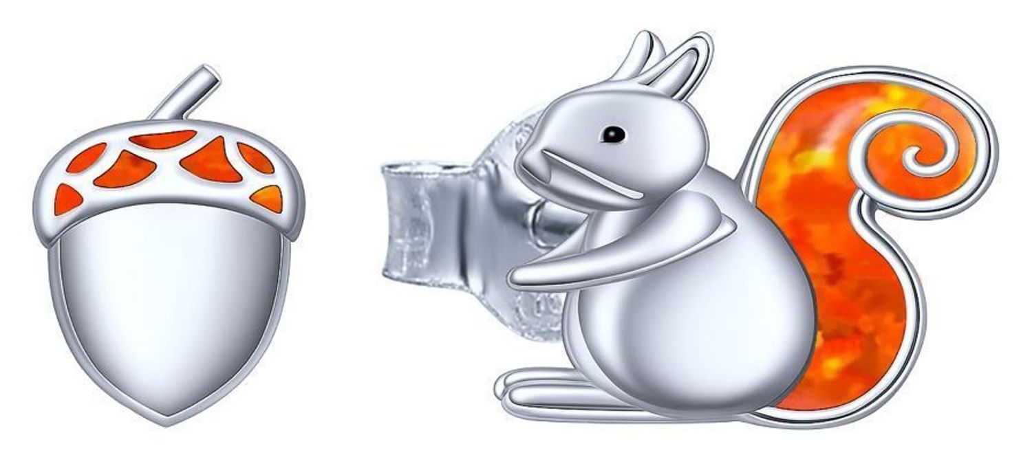 Urocze kolczyki dziecięce srebrne JMAN0345VE01 🐿️🌰 – wiewiórka i żołądź. Srebro próby 925, zapięcie na sztyft, waga 2,15 g. Oryginalna i bezpieczna biżuteria dla dziewczynek!1.jpg