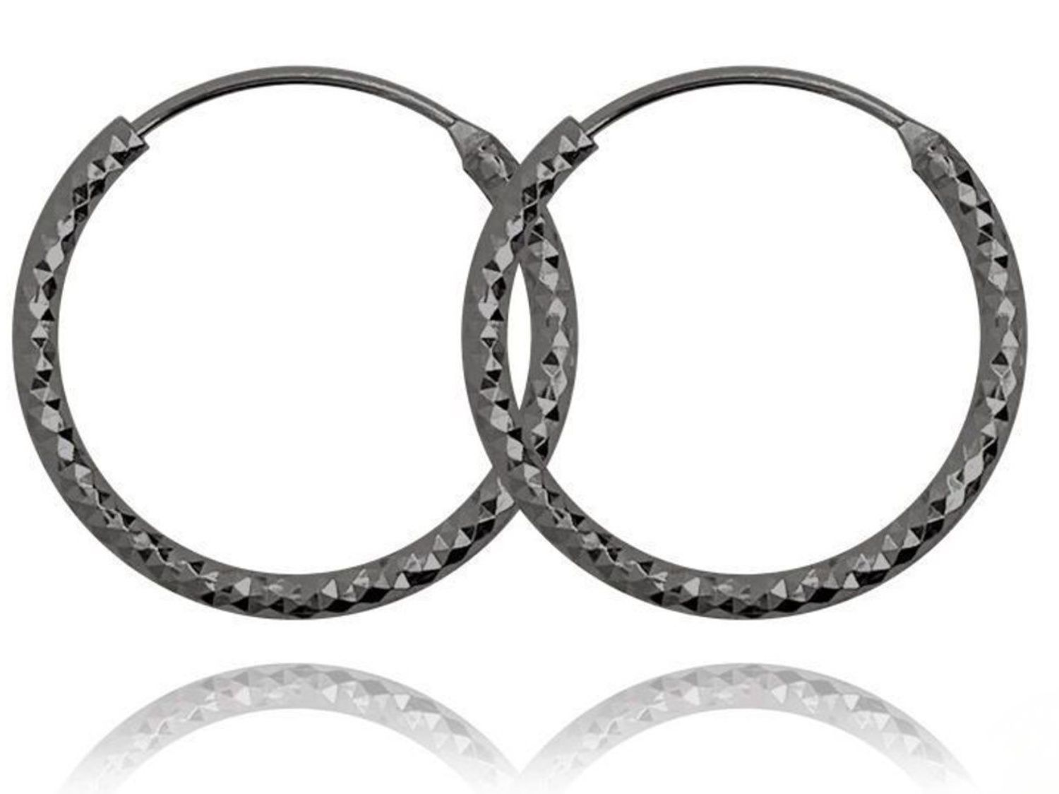 MINET czarne szczotkowane srebrne kolczyki pierścionki 2 cm – srebro 925, czarny roddsf.jpg