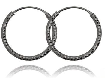 MINET czarne szczotkowane srebrne kolczyki pierścionki 2 cm – srebro 925, czarny roddsf.jpg