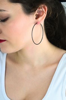 MINET czarne szczotkowane srebrne kolczyki pierścionki 60 mm – rodowane srebro 925 (4).jpg