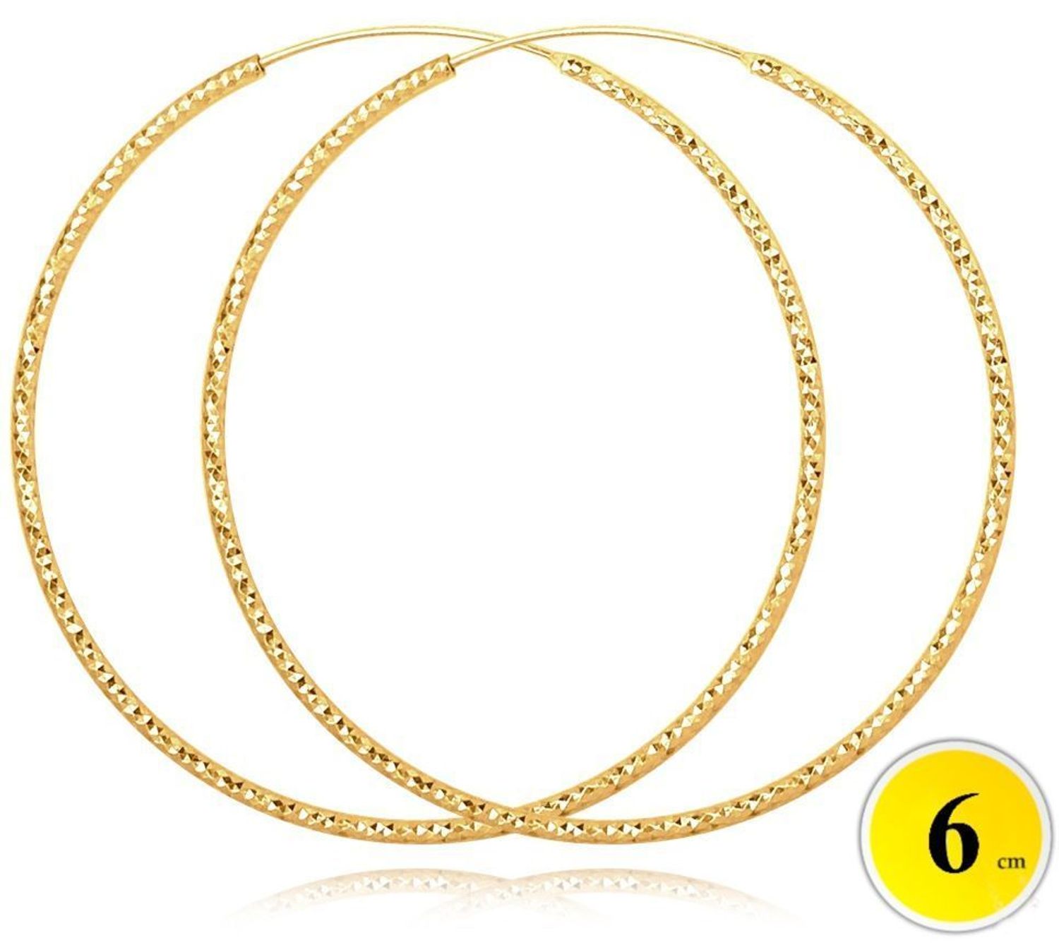 Duże pozłacane srebrne kolczyki pierścionki marki MINET o średnicy 60 mm, wykonane ze srebra próby 925 z trwałym złoceniem 14K i e-coatingiem. Stylowy dodatek do codziennych i wieczorowych 1.jpg