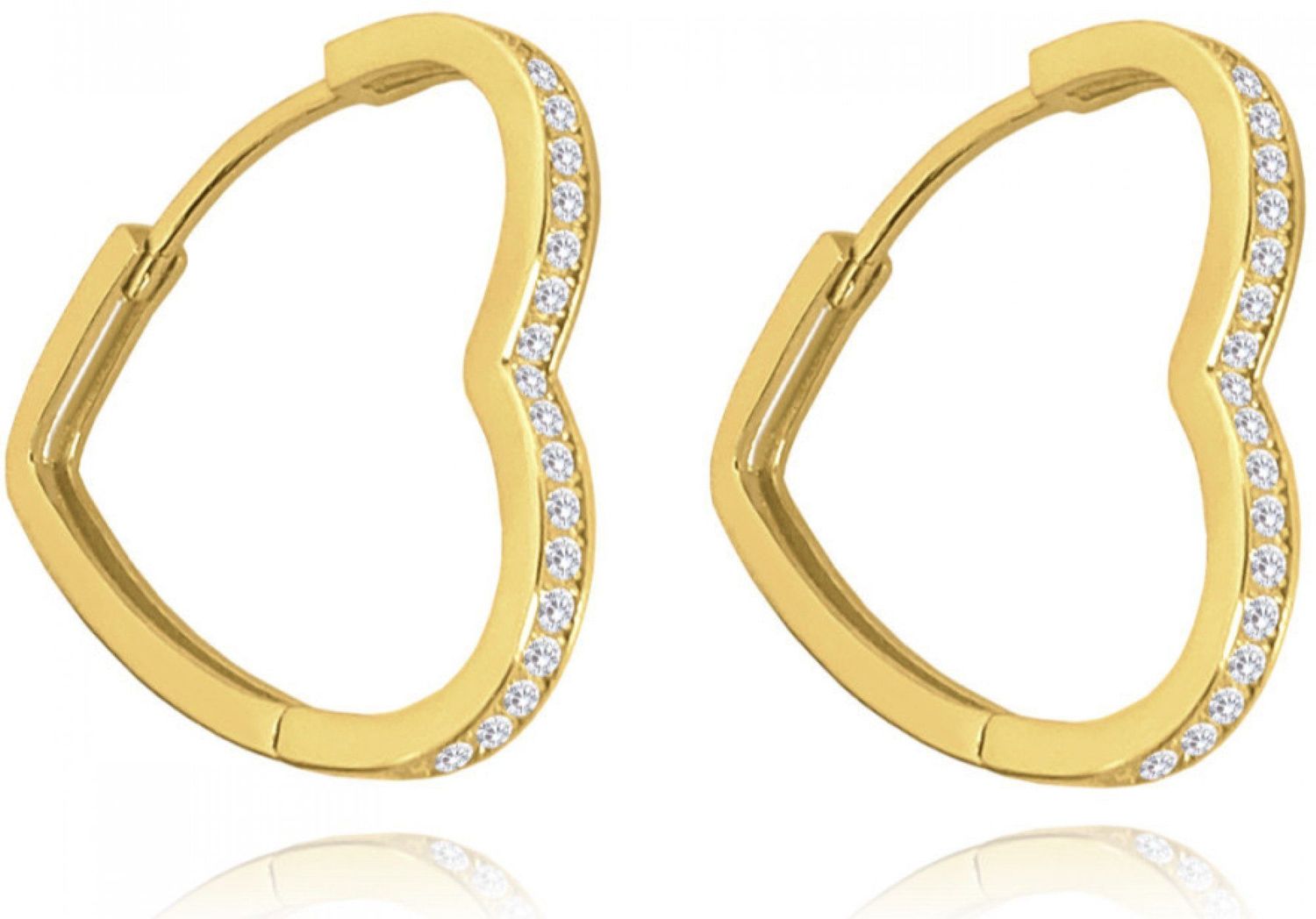 Srebrne kolczyki damskie pozłacane serca z cyrkoniami JMAN0393GE00. Srebrne kolczyki damskie. Srebrne kolczyki serca. Srebrne kolczyki pozłacane serca z cyrkoniami. Kolczyki damskie duże serca..jpg