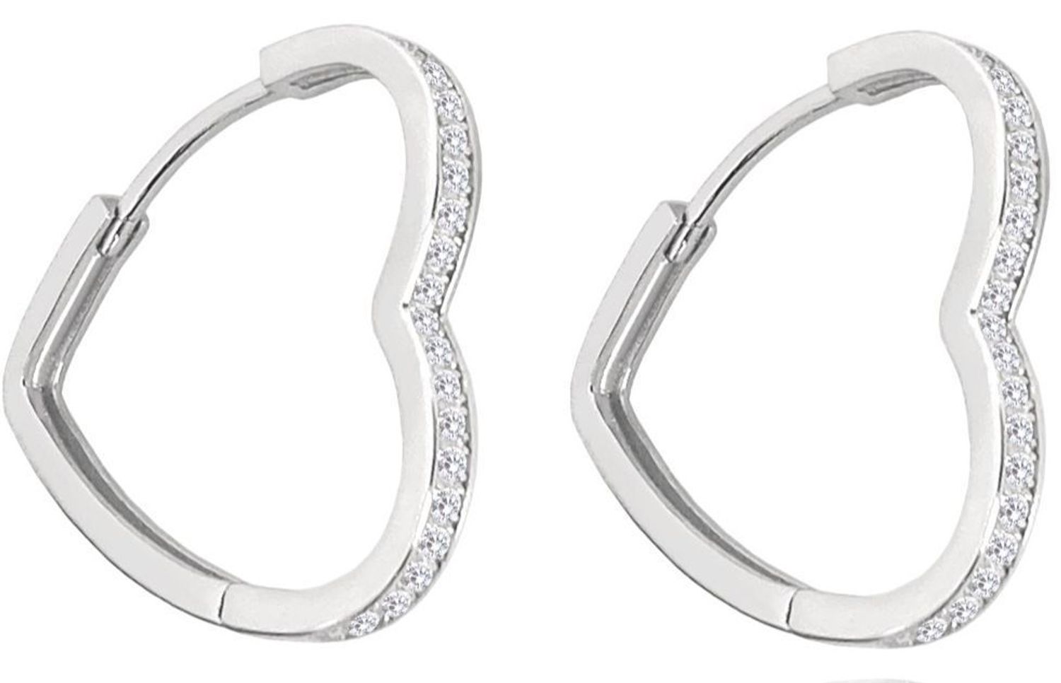 Srebrne kolczyki MINET w kształcie serca z białymi cyrkoniami, wykonane z rodowanego srebra próby 925. Elegancki design i wygodne zapięcie na zatrzask – idealne na każdą okazję.1.jpg