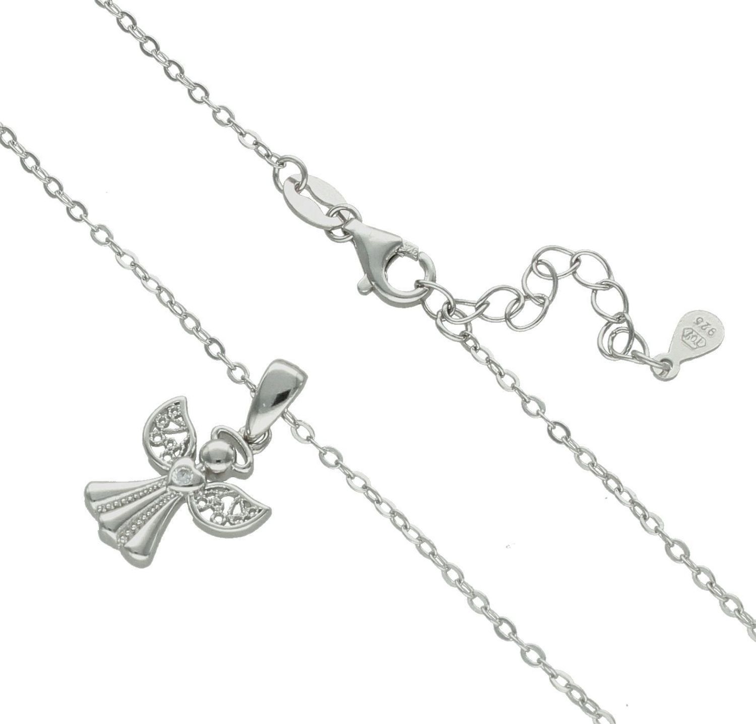 Srebrny naszyjnik damski 925 anioł z cyrkoniami JMAN0463SN. Srebrny naszyjnik z aniołem. Naszyjnik srebrny damski z aniołem i cyrkoniami. Naszyjnik na komunię. Naszyjnik srebrny na prezent (1).jpg