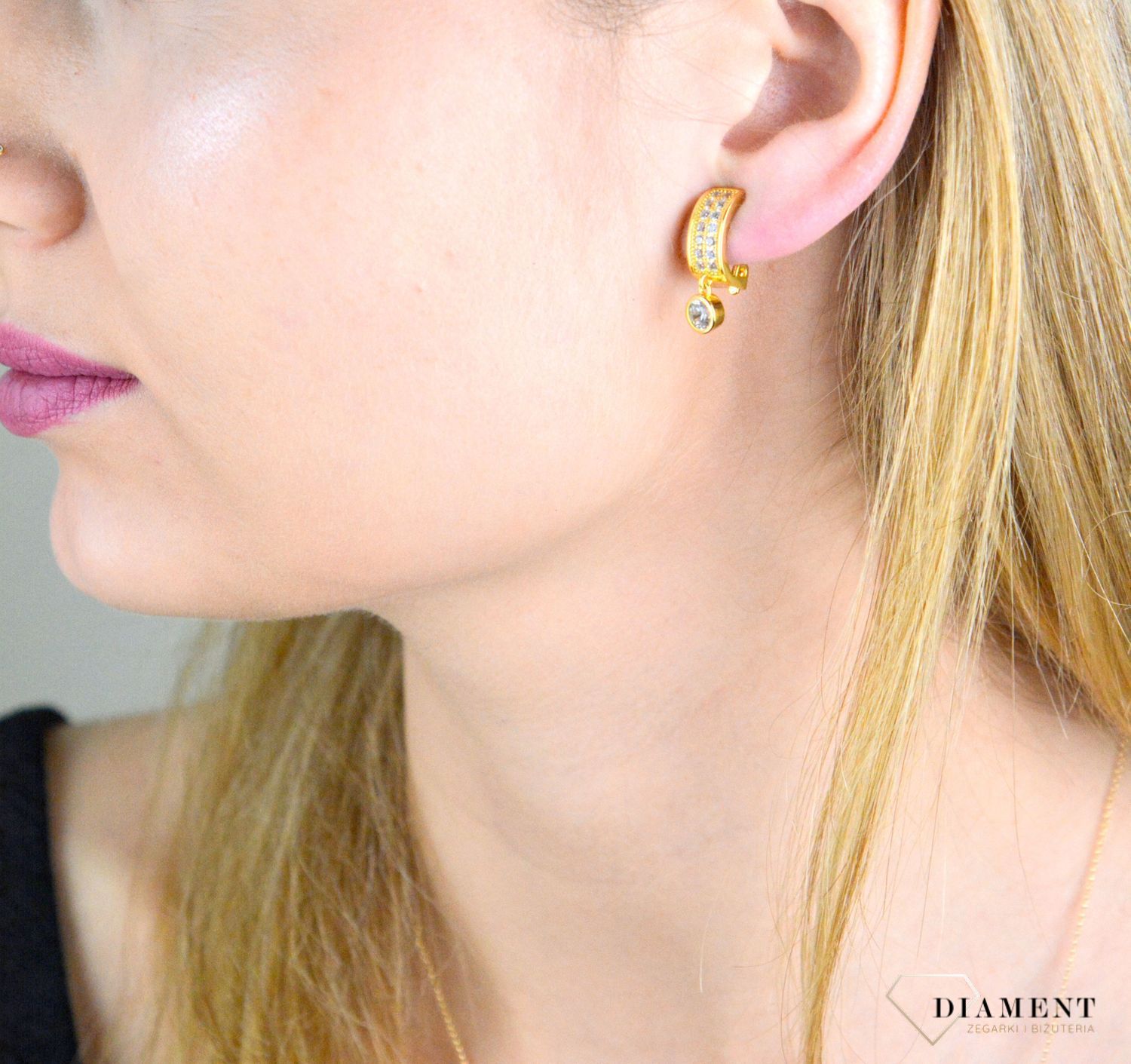 Srebrne klipsy damskie pozłacane 925 błyszczące z cyrkoniami JMAN0469GE00.jpg
