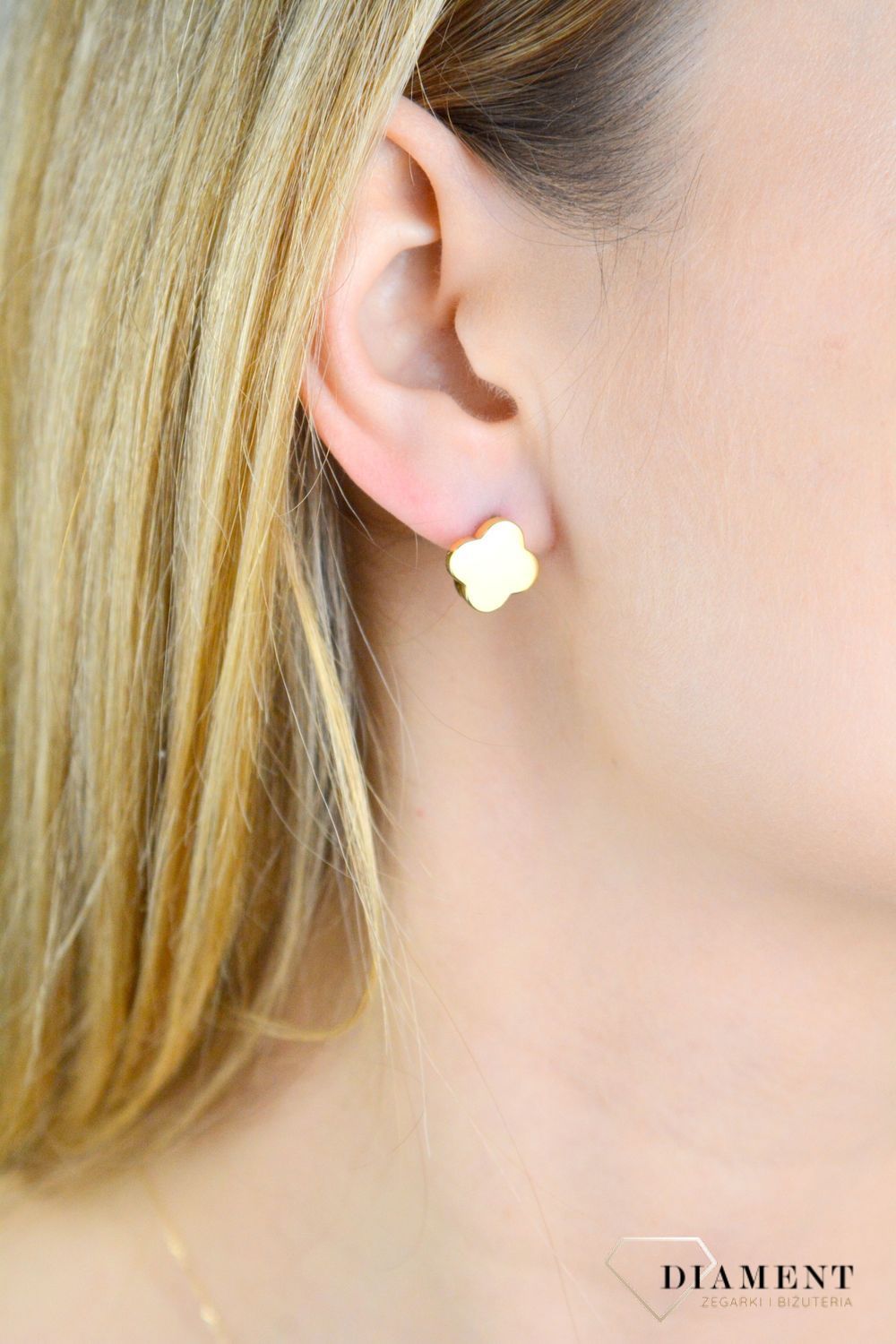 Srebrne kolczyki damskie 925 pozłacana gładka koniczynka JMAN0471GE00.jpg