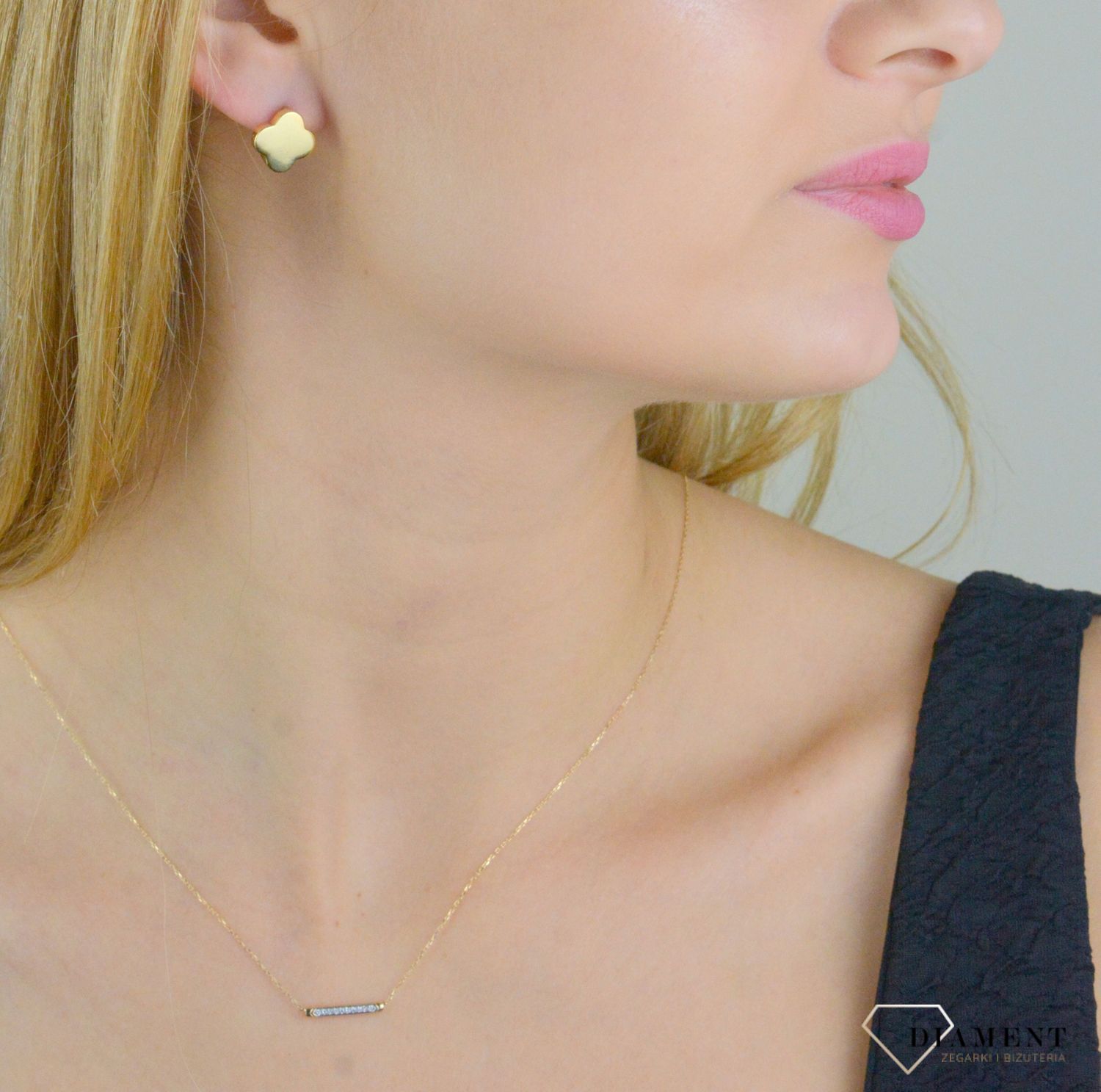 Srebrne kolczyki damskie 925 pozłacana gładka koniczynka JMAN0471GE00.jpg