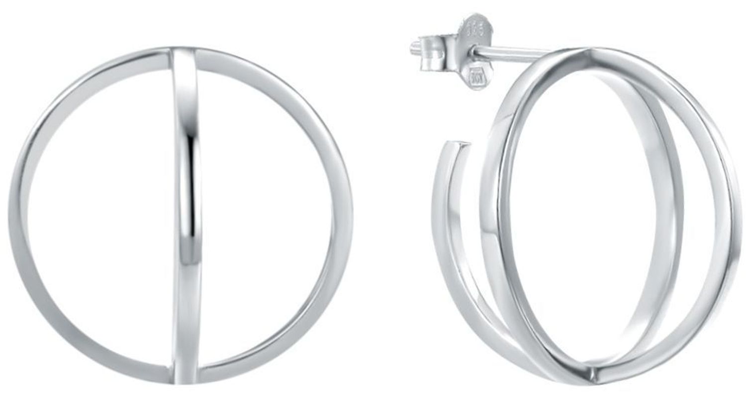 MINET srebrne podwójne okrągłe kolczyki geometryczne z rodowanego srebra próby 925. Nowoczesny, delikatny design idealny do codziennych i wieczorowych stylizacji. Kup teraz!1.jpg