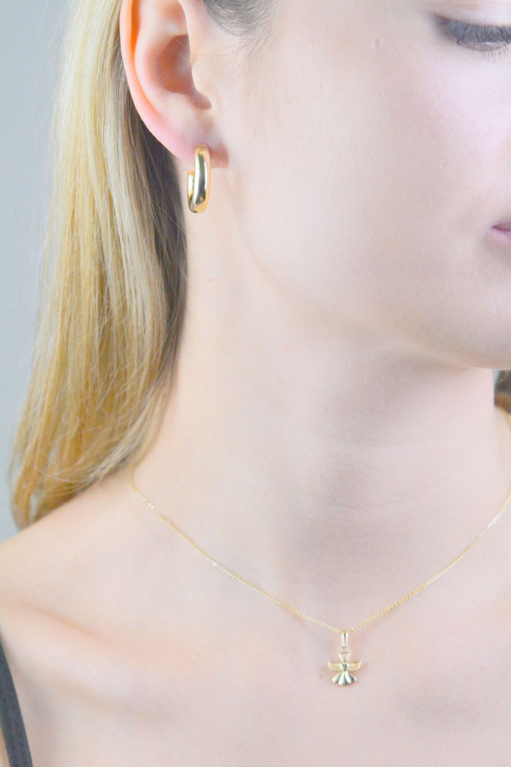 Kolczyki damskie pozłacane koła próba 925, JMAN0575GE00.jpg