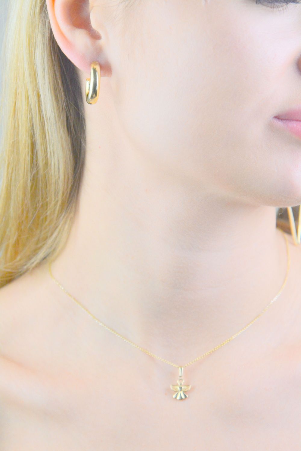 Kolczyki damskie pozłacane koła próba 925, JMAN0575GE00.jpg