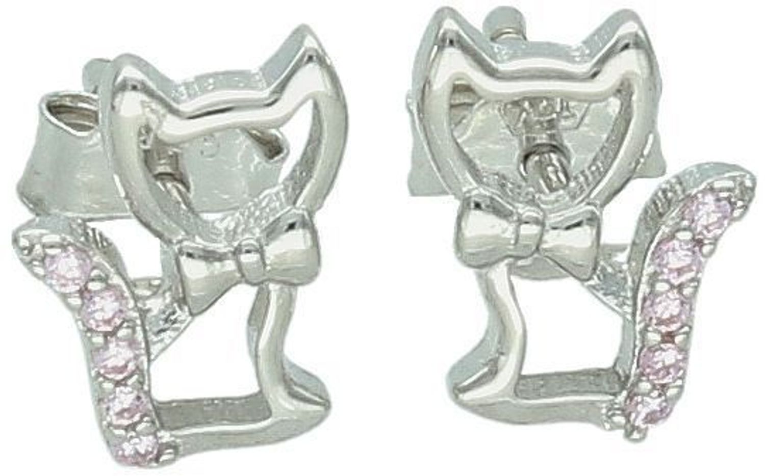 Kolczyki dziecięce srebrne 925 JMAN0585PE00 – urocze kotki z różową cyrkonią. Bezpieczne, lekkie i idealne dla dziewczynek. Zapięcie na sztyft, doskonałe na prezent!1.jpg