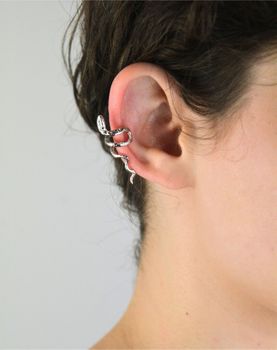 MINET Srebrny Kolczyk Mankiet Wąż Ag 925 na Prawe Ucho  Nowoczesny (3).jpg