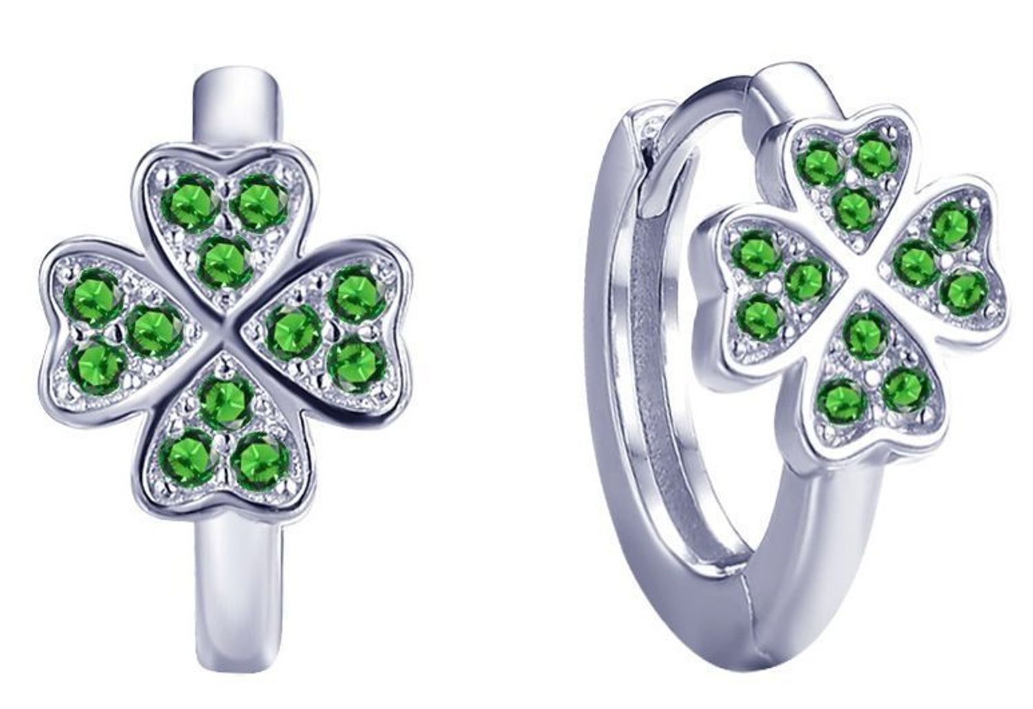 MINET srebrne kolczyki koniczynki z zielonymi cyrkoniami – rodowane srebro 92521.jpg