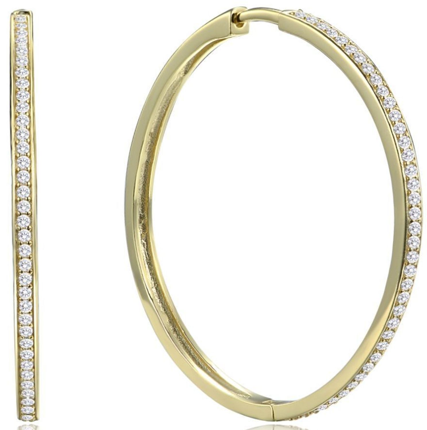 MINET pozłacane kolczyki w kształcie kwadratowych kół (4 cm), wykonane ze srebra próby 925, ozdobione białymi cyrkoniami. Elegancki design i trwałe wykończenie – idealne na wyjątkowe okazje.1.jpg