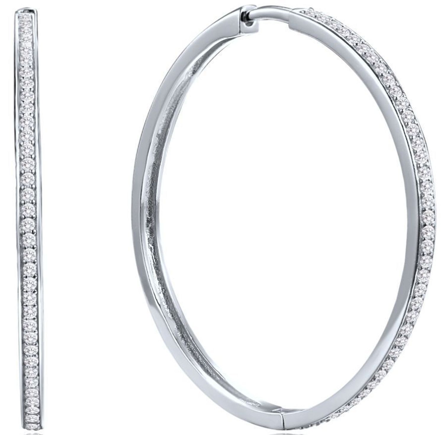 Srebrne kolczyki MINET w formie kwadratowych kół o średnicy 4 cm, ozdobione białymi cyrkoniami. Wykonane z rodowanego srebra 925 – idealne na co dzień i na specjalne okazje.1.jpg