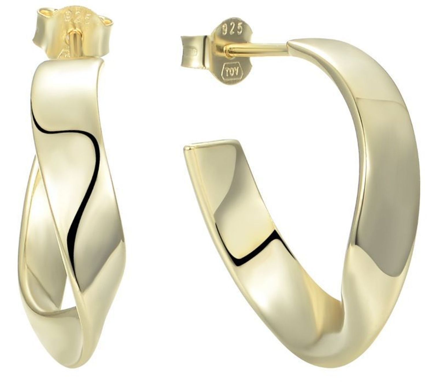 Stylowe pozłacane kolczyki zakrzywione od MINET, wykonane ze srebra próby 925. Złocenie 14K i nowoczesny kształt czynią je idealnym dodatkiem na co dzień i wyjątkowe okazje.1.jpg