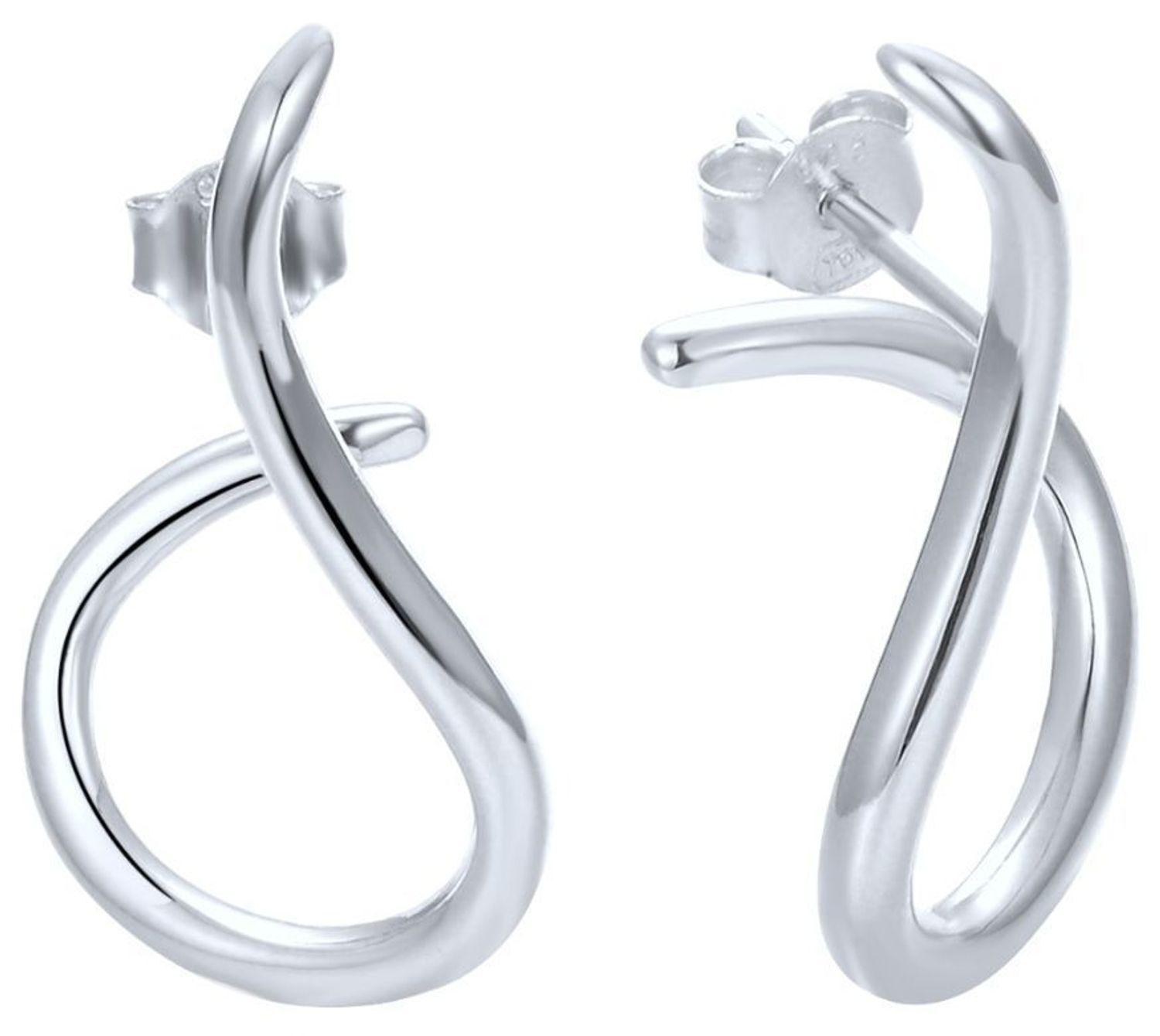 Stylowe, nowoczesne zakrzywione kolczyki srebrne marki MINET wykonane z rodowanego srebra próby 925. Idealne do codziennych i wieczorowych stylizacji.1.jpg