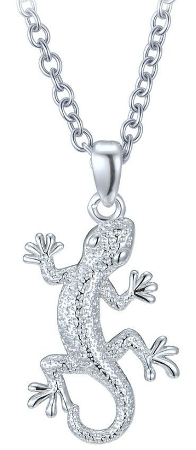 Elegancki naszyjnik srebrny MINET JMAN0649SN50 z zawieszką w kształcie jaszczurki. Wykonany ze srebra próby 925, rodowany, długość łańcuszka 50 cm, zawieszka 13x29 mm, waga 7 g. Idealny dodatek1.jpg