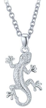 Elegancki naszyjnik srebrny MINET JMAN0649SN50 z zawieszką w kształcie jaszczurki. Wykonany ze srebra próby 925, rodowany, długość łańcuszka 50 cm, zawieszka 13x29 mm, waga 7 g. Idealny dodatek1.jpg