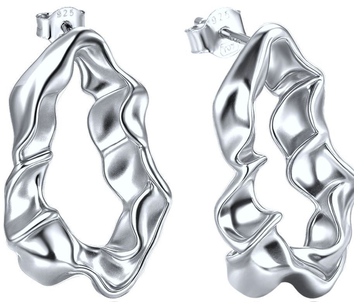 Nowoczesne kolczyki MINET wykonane z rodowanego srebra próby 925. Minimalistyczny design, zapięcie na sztyft. Wymiary 25x15 mm, waga 6 g. Elegancja i prostota w jednym.1.jpg