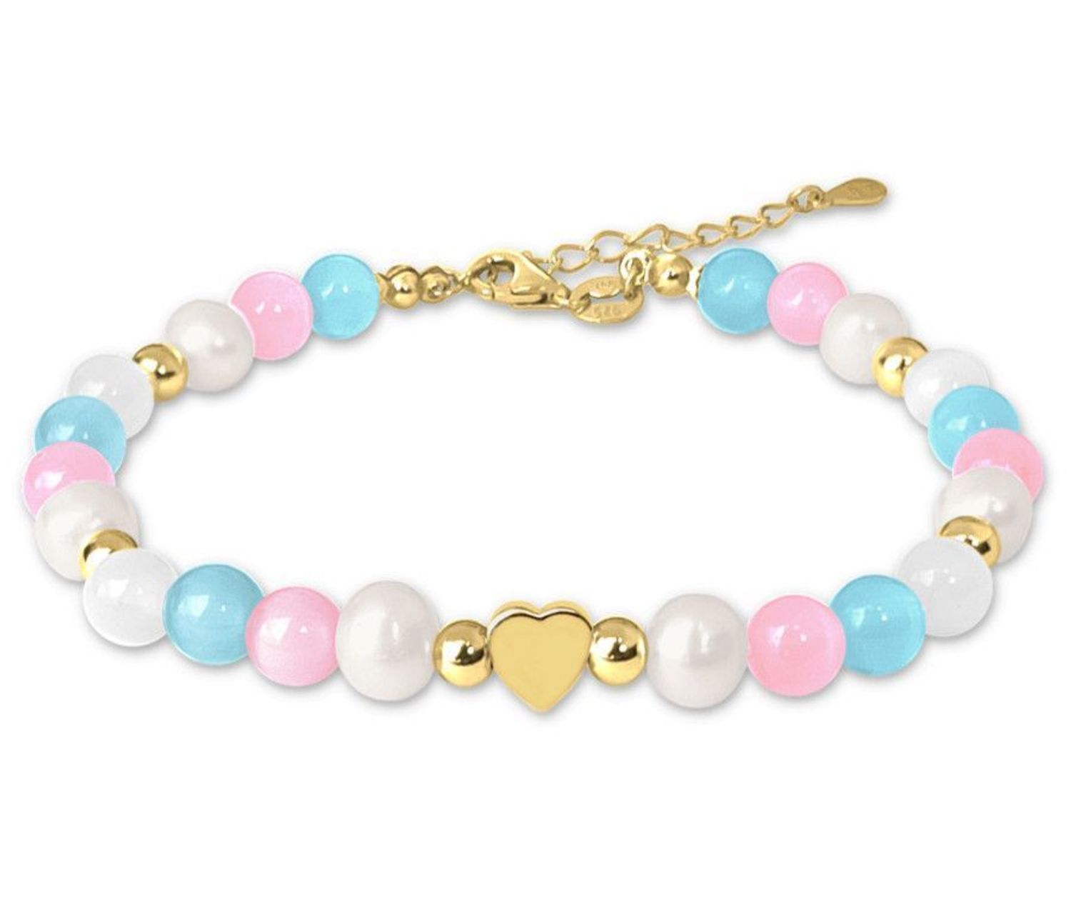 Srebrna bransoletka damska 925 z perłami i koralikami JMAN7006GB16.jpg