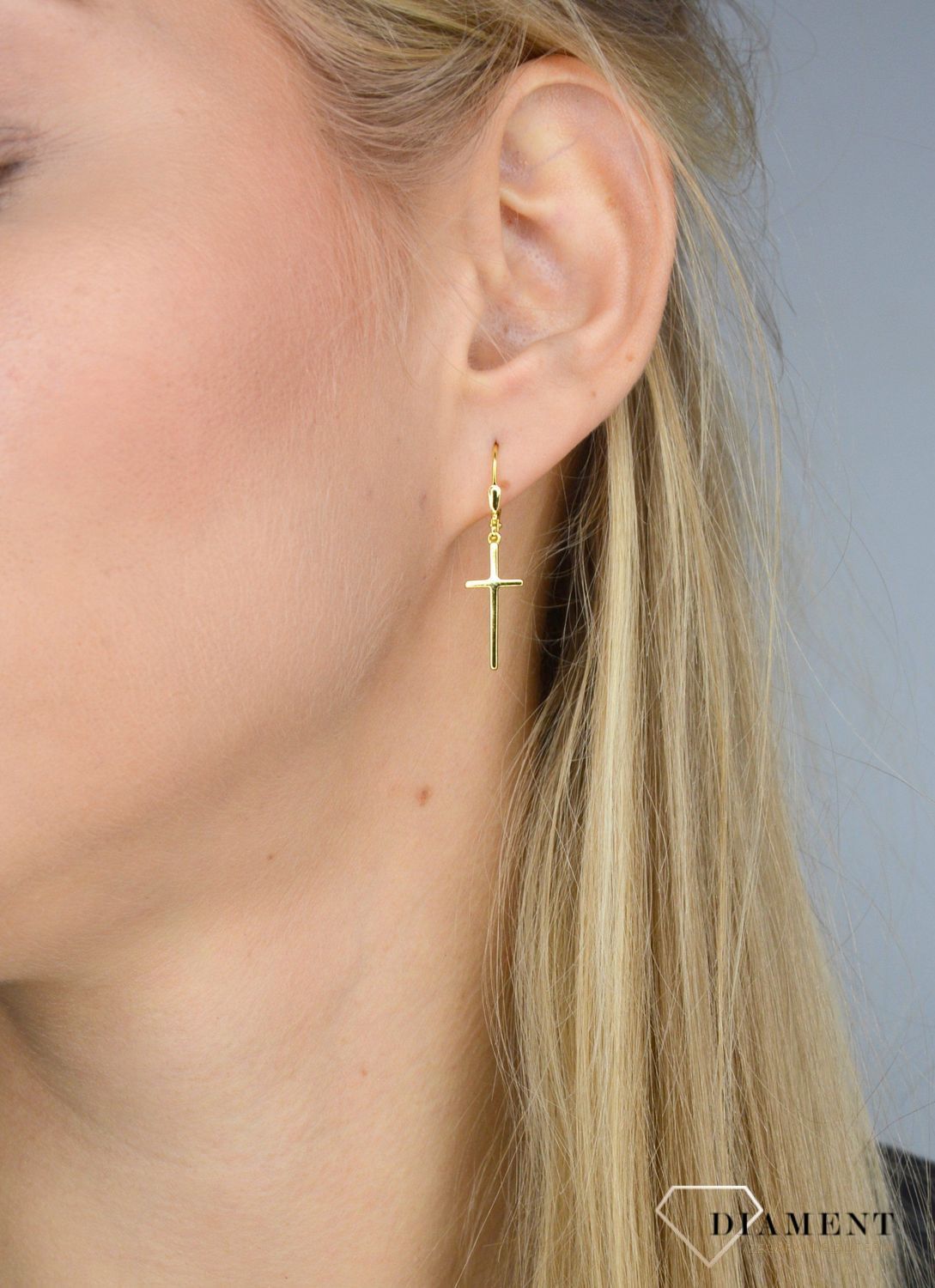 Srebrne kolczyki krzyżyki pozłacane JMAS0062GE00.jpg