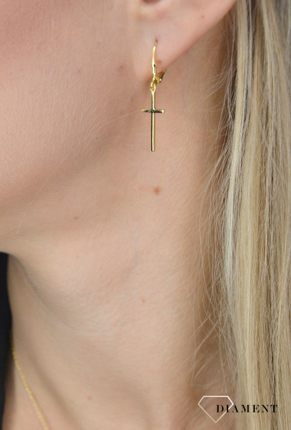 Srebrne kolczyki krzyżyki pozłacane JMAS0062GE00.jpg