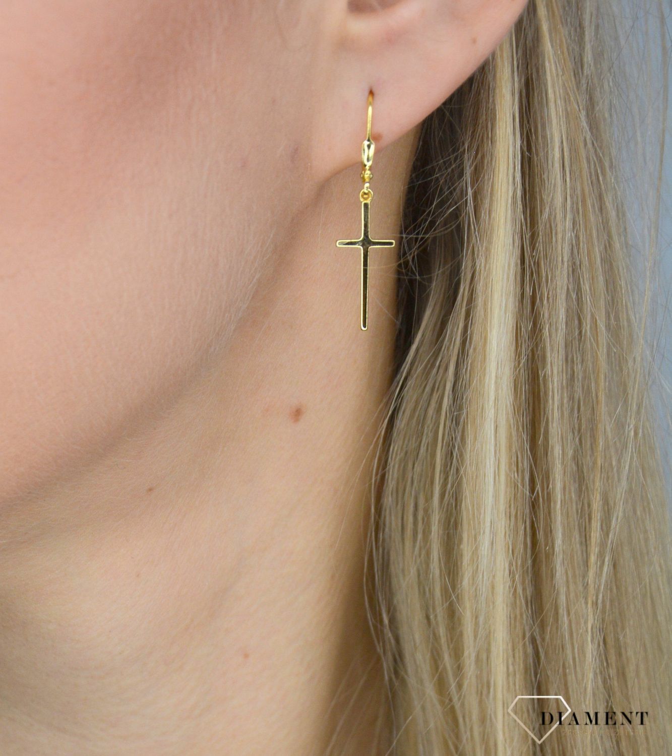 Srebrne kolczyki krzyżyki pozłacane JMAS0062GE00.jpg