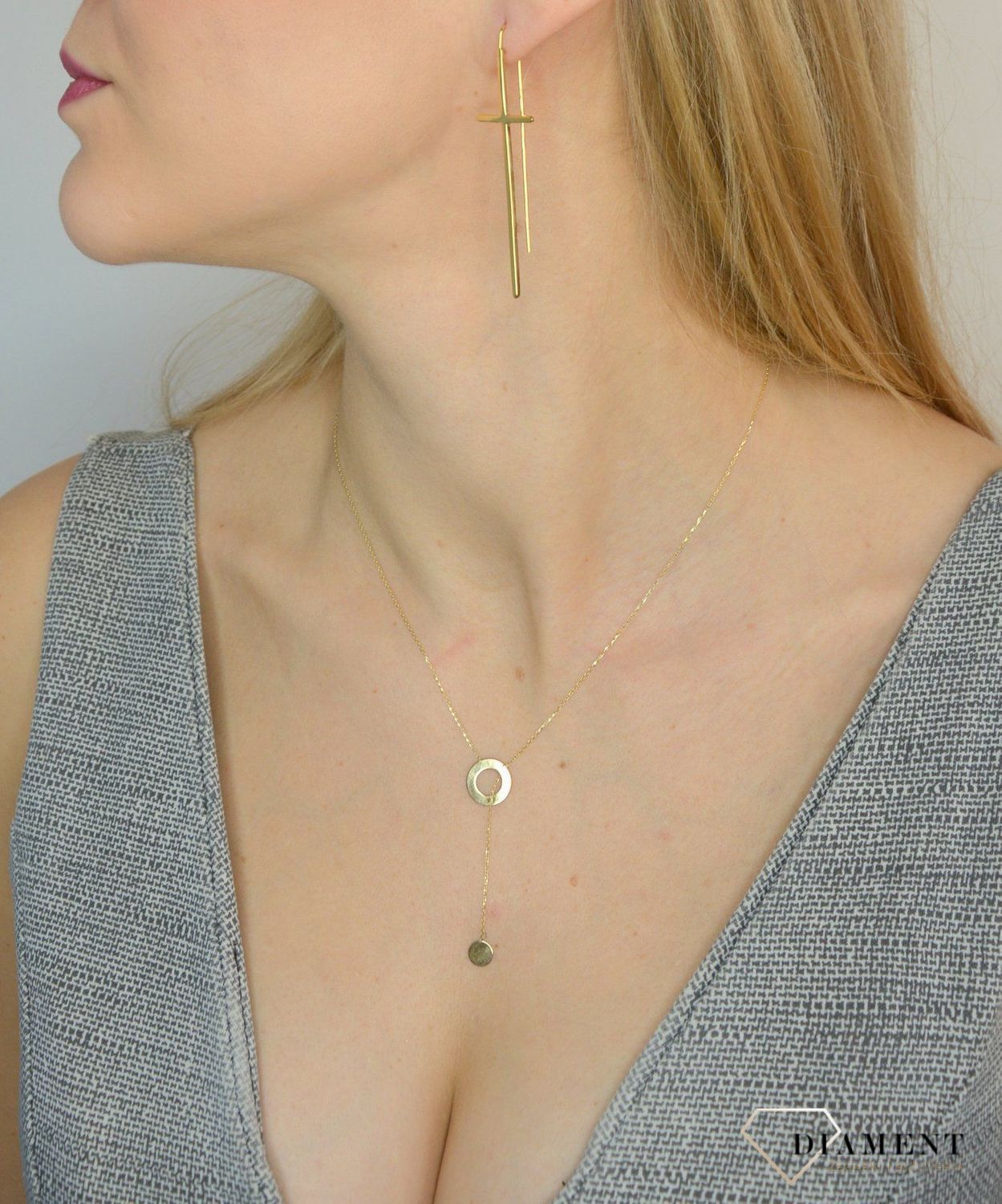 Kolczyki srebrne wiszące pozłacane 'Duże krzyże' JMAS0063GE00.jpg