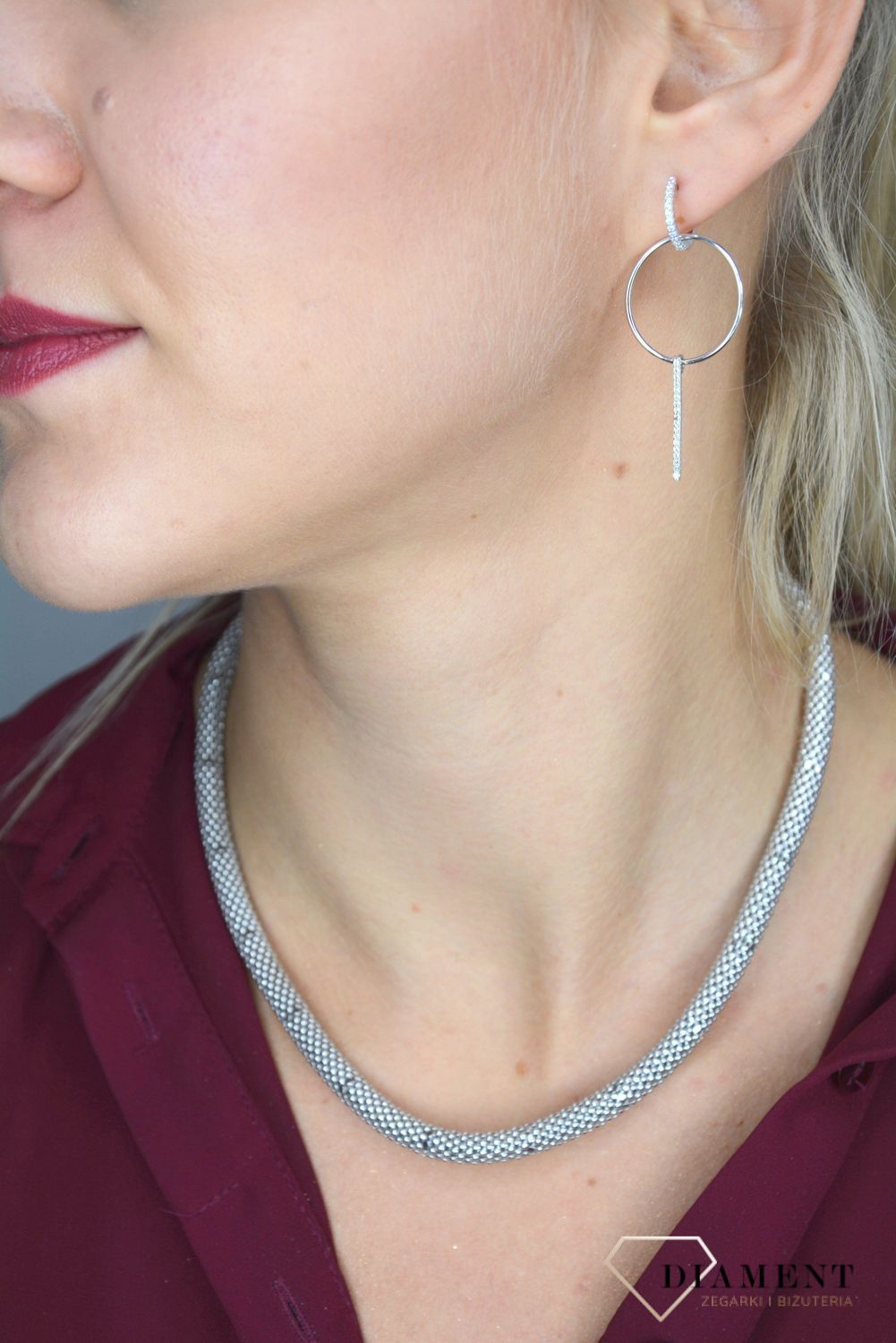 Kolczyki srebrne wiszące długie kółka JMAS0085SE00.jpg