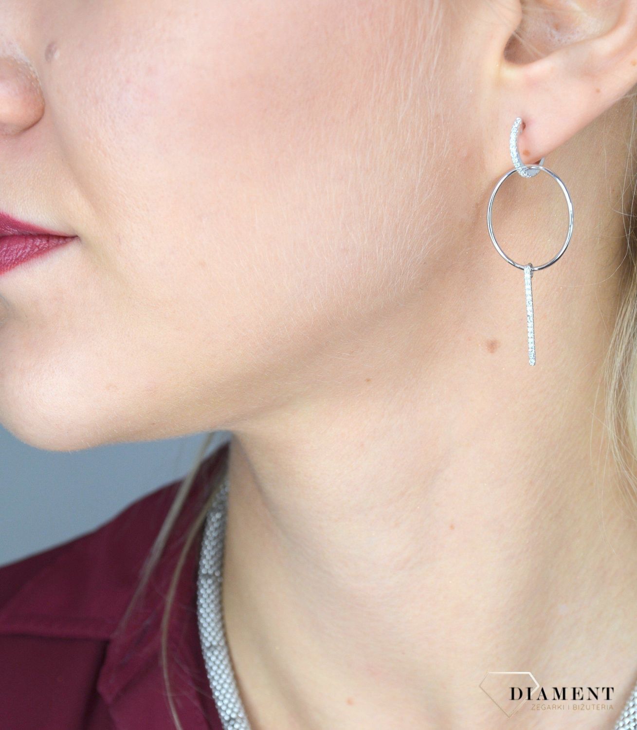 Kolczyki srebrne wiszące długie kółka JMAS0085SE00.jpg