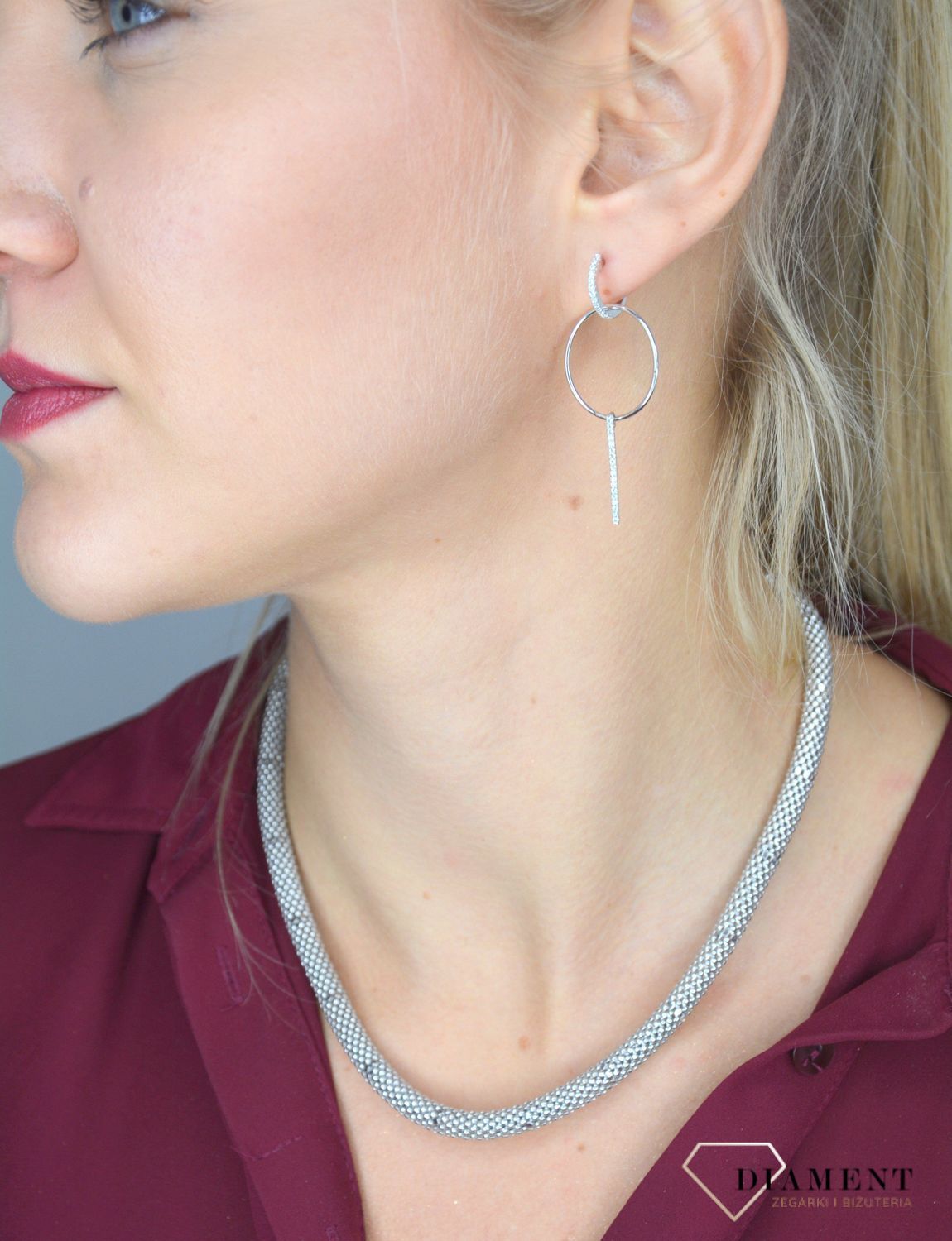 Kolczyki srebrne wiszące długie kółka JMAS0085SE00.jpg