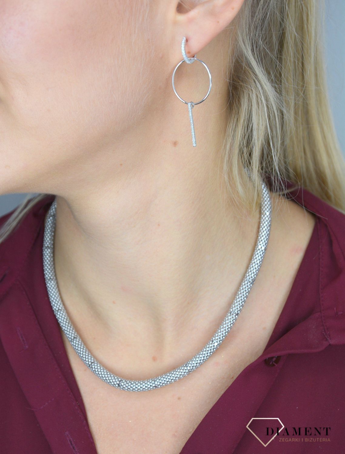 Kolczyki srebrne wiszące długie kółka JMAS0085SE00.jpg